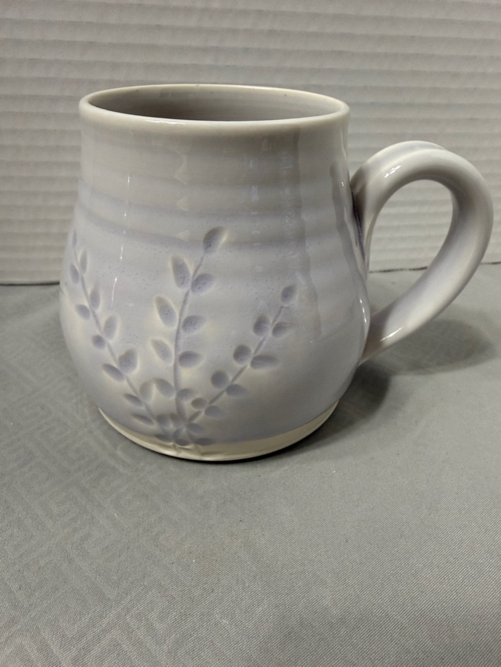 Lulu Pottery Raised 3D Sprig Mold Pattern Handmade Embossed Ceramic Mug Cup